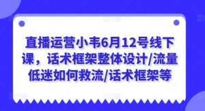 直播运营小韦6月12号线下课,话术框架整体设计/流量低迷如何救流/话术框架等-阳知网创资源库