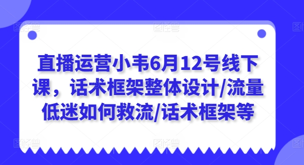 直播运营小韦6月12号线下课,话术框架整体设计/流量低迷如何救流/话术框架等-阳知网创资源库