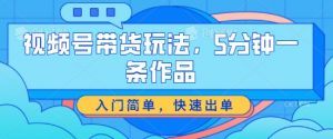 视频号带货玩法,5分钟一条作品,入门简单,快速出单【揭秘】-阳知网创资源库