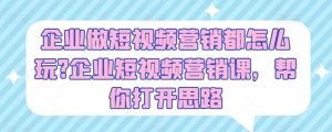 企业做短视频营销都怎么玩?企业短视频营销课,帮你打开思路-阳知网创资源库