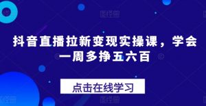 抖音直播拉新变现实操课,学会一周多挣五六百-阳知网创资源库
