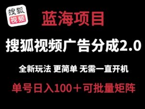 搜狐视频2.0 全新玩法成本更低 操作更简单 无需电脑挂机 云端自动挂机单号日入100+可矩阵【揭秘】-阳知网创资源库