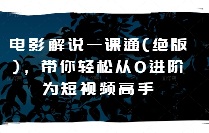 电影解说一课通(绝版),带你轻松从0进阶为短视频高手-阳知网创资源库