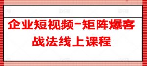 企业短视频-矩阵爆客战法线上课程-阳知网创资源库