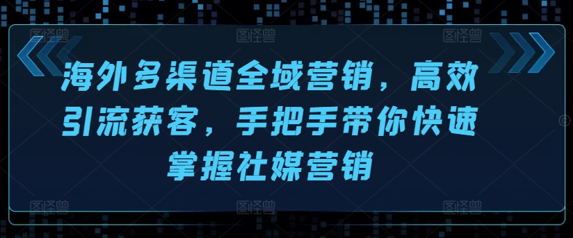 海外多渠道全域营销,高效引流获客,手把手带你快速掌握社媒营销-阳知网创资源库