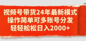 视频号带货24年最新模式,操作简单可多账号分发,轻轻松松日入2k【揭秘】-阳知网创资源库