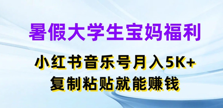 暑假大学生宝妈福利,小红书音乐号月入5000+,复制粘贴就能赚钱【揭秘】-阳知网创资源库