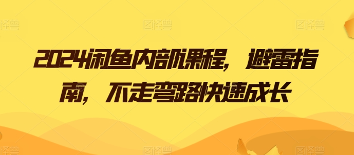 2024闲鱼内部课程,避雷指南,不走弯路快速成长-阳知网创资源库