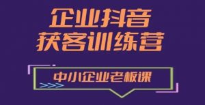 企业抖音营销获客增长训练营,中小企业老板必修课-阳知网创资源库