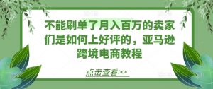 不能刷单了月入百万的卖家们是如何上好评的,亚马逊跨境电商教程-阳知网创资源库