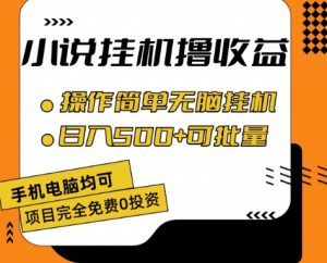 小说全自动挂机撸收益，操作简单，日入500+可批量放大 【揭秘】-阳知网创资源库