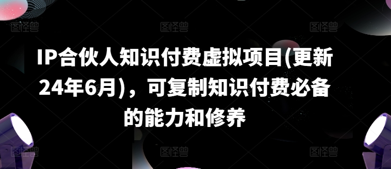 IP合伙人知识付费虚拟项目(更新24年6月),可复制知识付费必备的能力和修养-阳知网创资源库