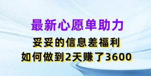 最新心愿单助力,妥妥的信息差福利,两天赚了3.6K【揭秘】-阳知网创资源库