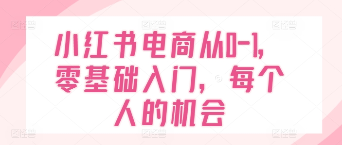小红书电商从0-1,零基础入门,每个人的机会-阳知网创资源库
