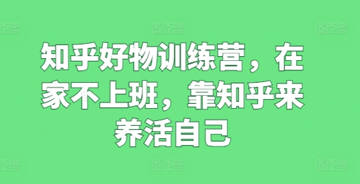 知乎好物训练营,在家不上班,靠知乎来养活自己-阳知网创资源库