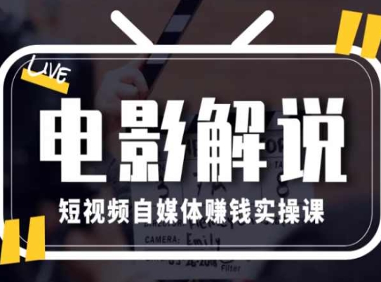 电影解说短视频自媒体赚钱实操课,教你做电影解说短视频,月赚1万-阳知网创资源库