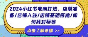 2024小红书电商打法，店前准备/店铺入驻/店铺基础搭建/如何找对标等-阳知网创资源库
