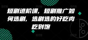 短剧进阶课，短剧推广如何选剧，选剧选的好吃肉吃到饱-阳知网创资源库