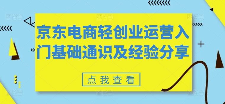 京东电商轻创业运营入门基础通识及经验分享-阳知网创资源库