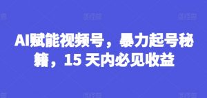 AI赋能视频号,暴力起号秘籍,15 天内必见收益【揭秘】-阳知网创资源库