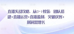 直播实战攻略，​从0~1教你：团队搭建+直播运营+直播盈利，突破获客+利润双增长-阳知网创资源库