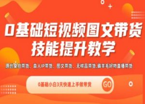 0基础短视频图文带货实操技能提升教学(直播课+视频课),0基础小白3天快速上手做带货-阳知网创资源库