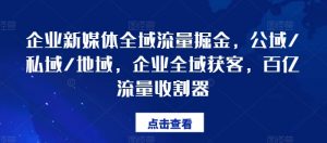 企业新媒体全域流量掘金,公域/私域/地域,企业全域获客,百亿流量收割器-阳知网创资源库