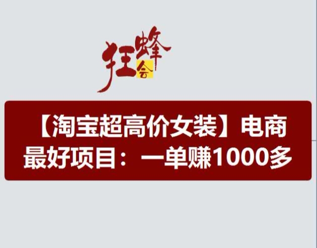 淘宝超高价女装项目,电商最好赛道,一单赚1000多-阳知网创资源库