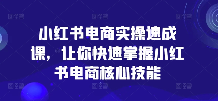 小红书电商实操速成课,让你快速掌握小红书电商核心技能-阳知网创资源库