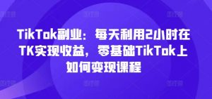 TikTok副业:每天利用2小时在TK实现收益,零基础TikTok上如何变现课程-阳知网创资源库