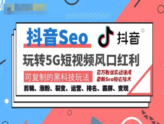 抖音SEO引流培训课程-抓住抖音风口,实现搜索排名,获取精准流量,快速成交变现-阳知网创资源库
