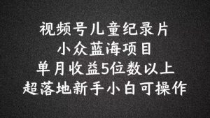 2024蓝海项目视频号儿童纪录片科普，单月收益5位数以上，新手小白可操作【揭秘】-阳知网创资源库