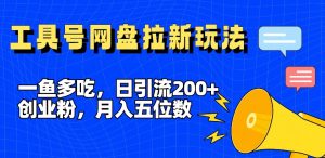 一鱼多吃,日引流200+创业粉,全平台工具号,网盘拉新新玩法月入5位数【揭秘】-阳知网创资源库