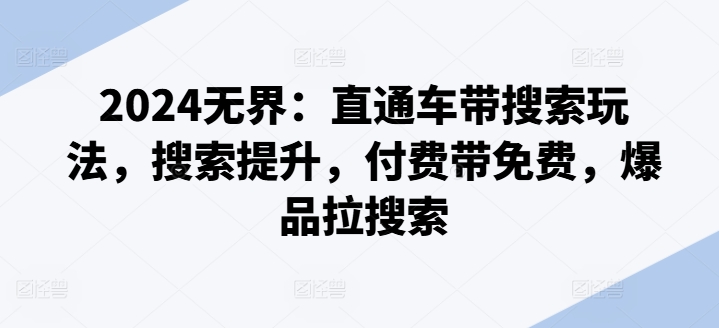 2024无界：直通车带搜索玩法，搜索提升，付费带免费，爆品拉搜索-阳知网创资源库