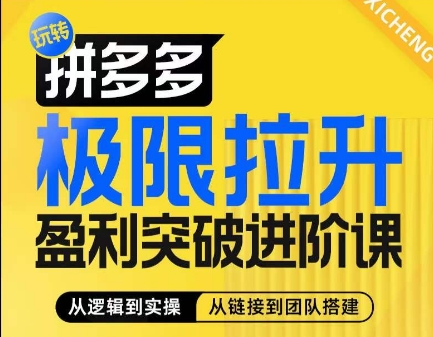 拼多多极限拉升盈利突破进阶课,从算法到玩法,从玩法到团队搭建,体系化系统性帮助商家实现利润提升-阳知网创资源库