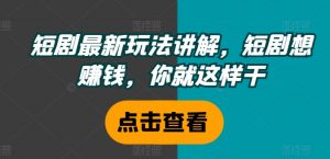 短剧最新玩法讲解,短剧想赚钱,你就这样干-阳知网创资源库