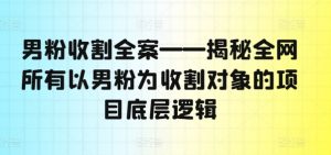 男粉收割全案——揭秘全网所有以男粉为收割对象的项目底层逻辑-阳知网创资源库