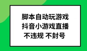 脚本自动玩游戏，抖音小游戏直播，不违规不封号可批量做【揭秘】-阳知网创资源库