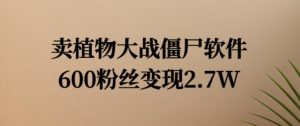 卖植物大战僵尸软件，600粉丝变现2.7W【揭秘】-阳知网创资源库