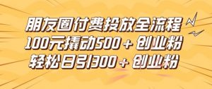 朋友圈高效付费投放全流程,100元撬动500+创业粉,日引流300加精准创业粉【揭秘】-阳知网创资源库