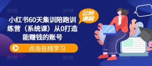 小红书60天集训陪跑训练营(系统课)从0打造能赚钱的账号-阳知网创资源库