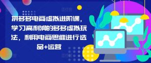 拼多多电商虚拟进阶课,学习高利润的多多虚拟玩法,利用电商思维进行选品+运营-阳知网创资源库