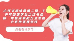 小红书训练营第二期,5天帮助你学会小红书店铺,用最简单的方式帮助大家快速赚到钱-阳知网创资源库