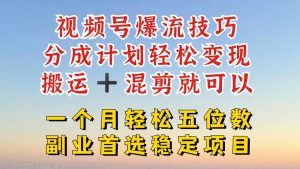 视频号分成最暴力赛道，几分钟出一条原创，最强搬运+混剪新方法，谁做谁爆【揭秘】-阳知网创资源库