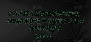 个人IP真人出镜短视频实操课,从0到1系统性学习做有个人ip属性的带货账号-阳知网创资源库