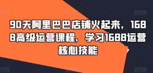 90天阿里巴巴店铺火起来,1688高级运营课程,学习1688运营核心技能-阳知网创资源库