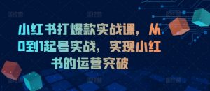 小红书打爆款实战课,从0到1起号实战,实现小红书的运营突破-阳知网创资源库