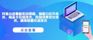 抖音小店最新实战课程,体验分拉升技术,商品卡引流技术,投流效果优化技术,精选联盟引流技术-阳知网创资源库