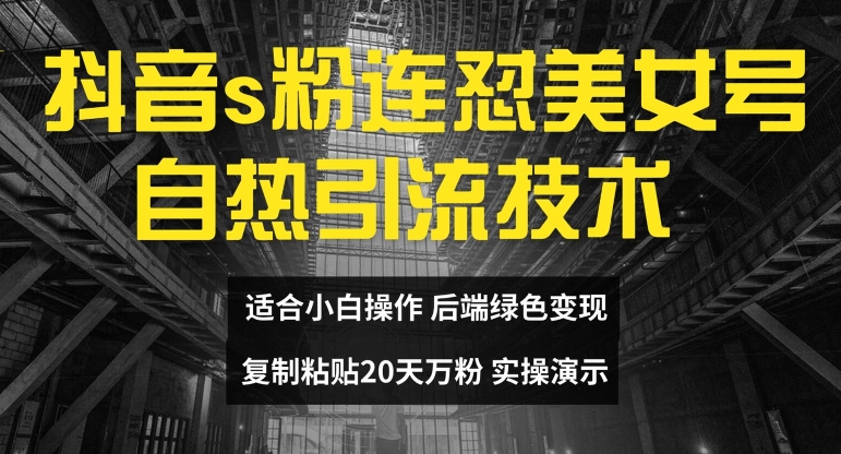 抖音s粉连怼美女号自热引流技术复制粘贴,20天万粉账号,无需实名制,矩阵操作【揭秘】-阳知网创资源库