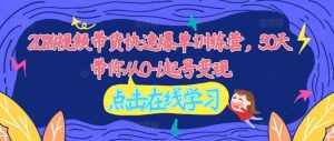 2024视频带货快速爆单训练营,30天带你从0-1起号变现-阳知网创资源库